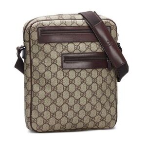 GUCCI GG Supreme Coated Canvas and Brown Leather Crossbody Messenger Bag VINTAGE